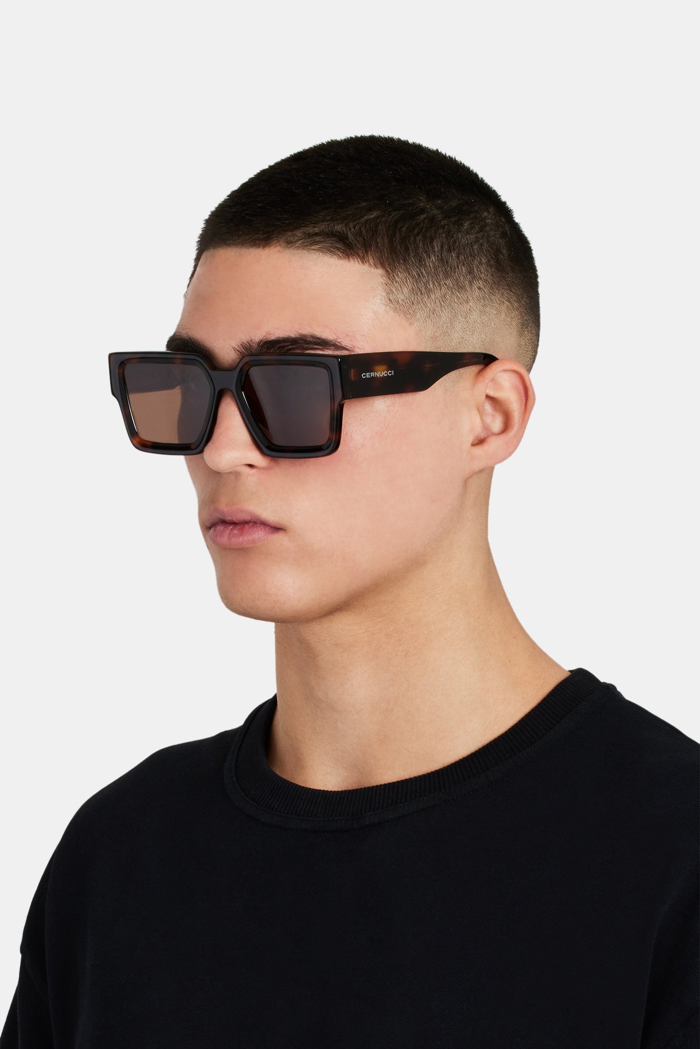 Oversize-Sonnenbrille aus Acetat mit dickem Rahmen - Braun